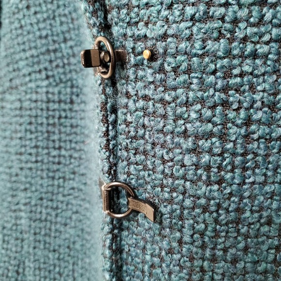 AKRIS PUNTO Emerald Green/Black Textured Buttoned Wool Blend Blazer sz US 8 - Picture 6 of 10